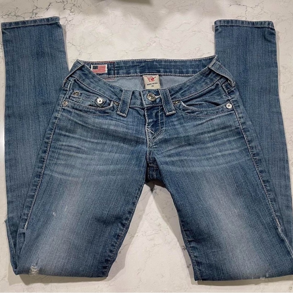 True Religion Blue Skinny Jeans with Tapered Fit